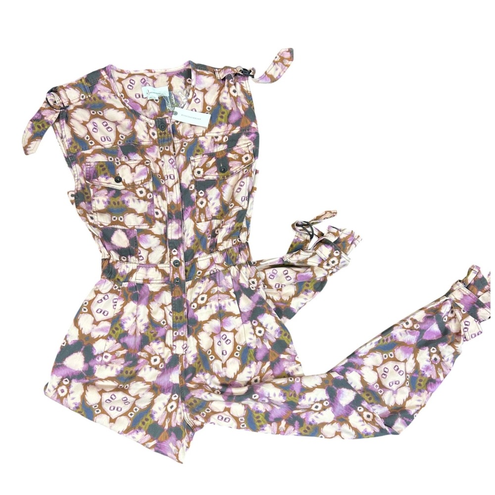 Anthropologie Abstract Motif Utility Jumpsuit Purple XS New With Tags $178